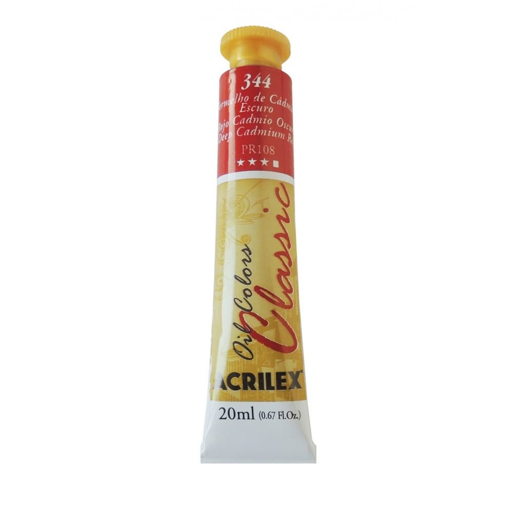 Tinta a Oleo Vermelho de Cádmio Escuro 344 - Acrilex 20 ml