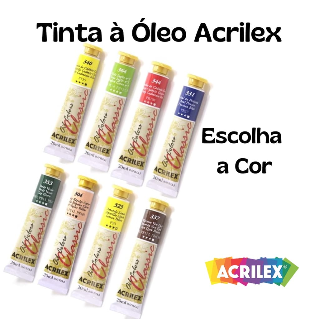 Tinta a Óleo para Pintura em Tela 20ml Acrilex Oil Colors  - Escolha a cor