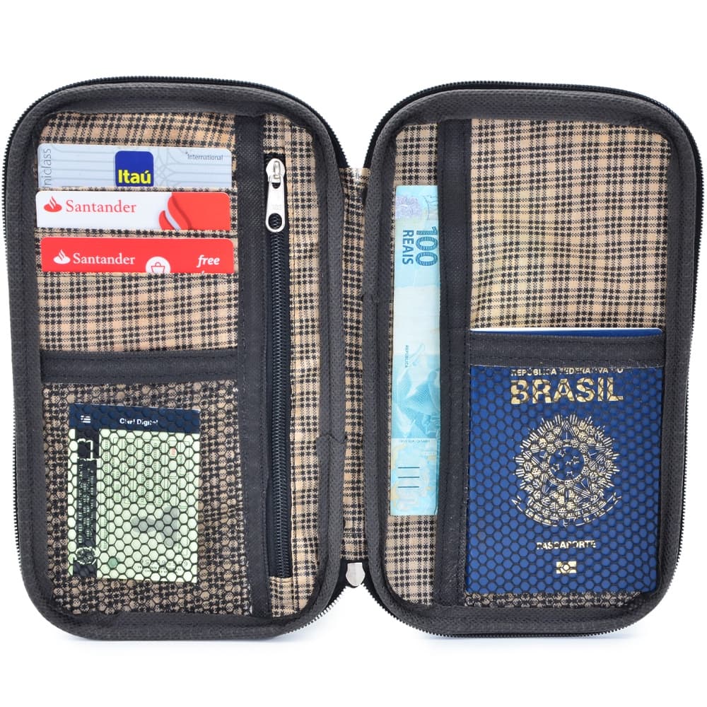 Porta Passaporte Organizador Viagem Mala Documentos Celular