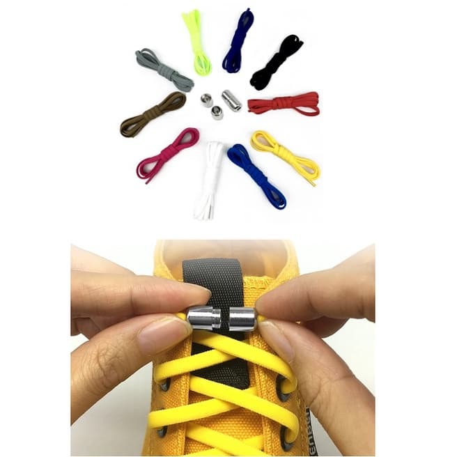 Cadarço de Tenis Elástico Fecho Metal Sem Laço - Não Amarre Adulto Infantil / Lock Laces colorido
