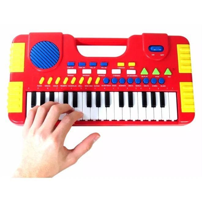 Teclado piano infantil 32 teclas com som e Eletrônico - Center (Vermelho)