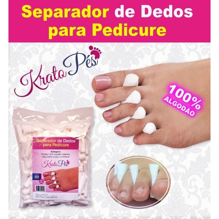Separador de dedos p/ Pedicure em algodão [Kratopés] - Com 200 unidades