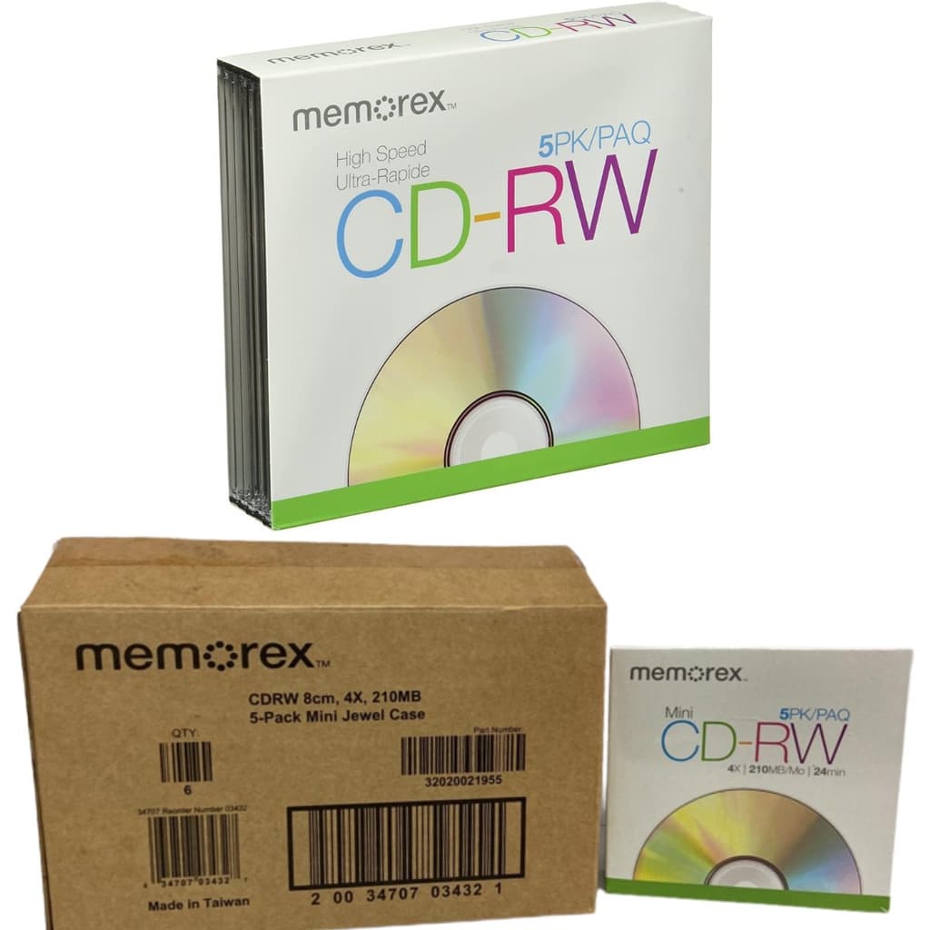 Mini Cd-rw Regravavel Memorex 210MB 4x Cx 30 Unidades