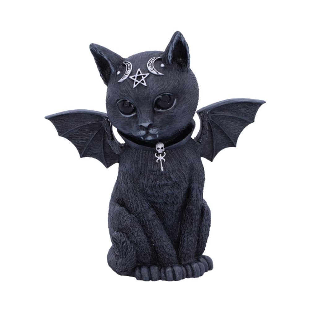 Estatua Estatueta Gato Bruxo Com ASA Wicca 10cm Resina