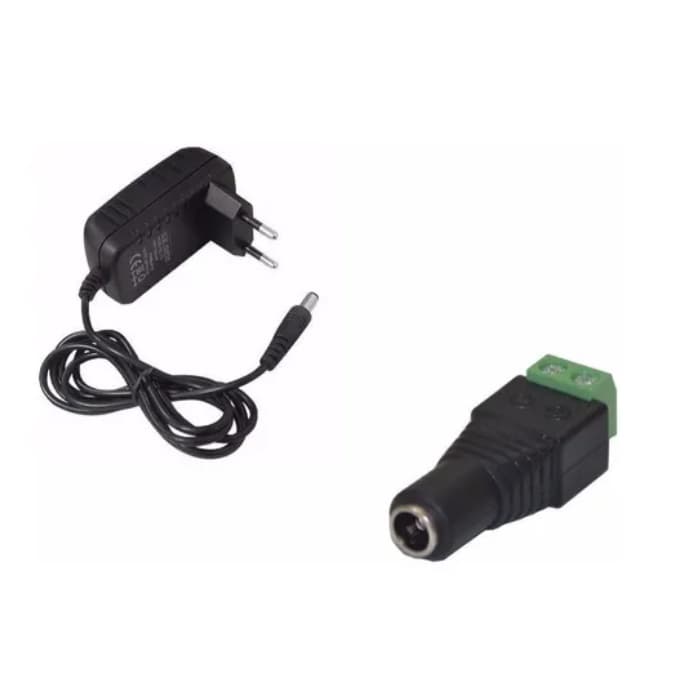 Conector P4 Femea (borne) + Fonte 2A 12V Bivolt 110v 220v para Fita Led CFTV