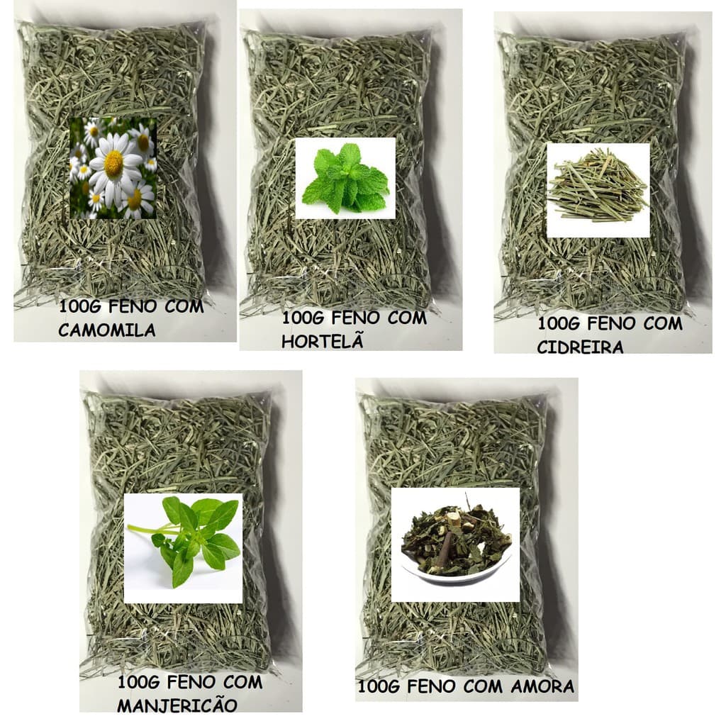 Kit feno saborizado 05 unid 100g cada NUTRIPANSPETS