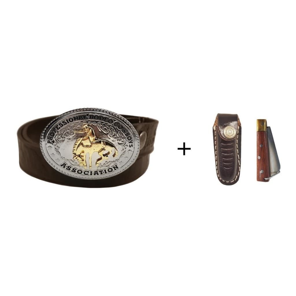 Cinto Cowboy Infantil Em Couro Legítimo + Bainha + Canivete