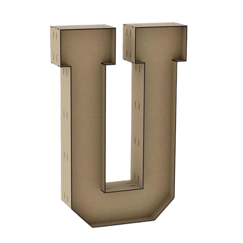 Letra Caixa U 30cm MDF Decoração Festa Nome Palavra Número
