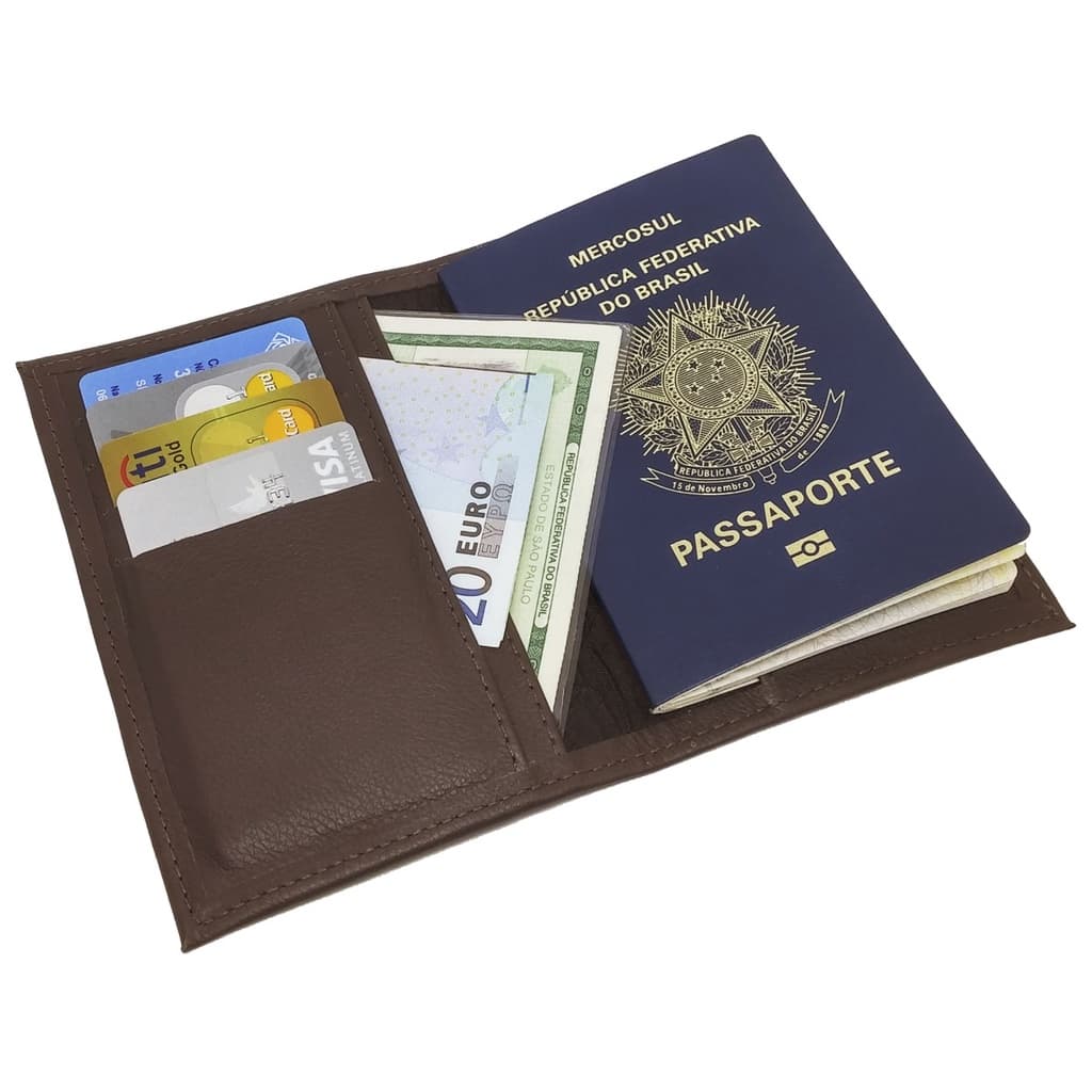 Porta Passaporte Documentos Cartões Carteira Couro Ecológico Diversas Cores Sarroche