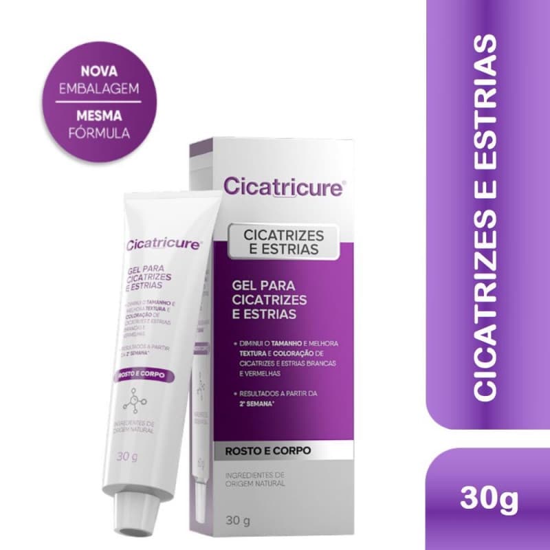 Cicatricure Gel 30g – Tratamento de Estrias, Cicatrizes e Marcas na Pele com Ação Regeneradora