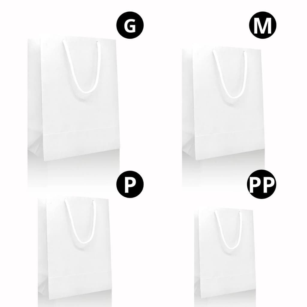 Sacola Papel Branca ( PP/ P/ M / G) - KIT 10 / 50 UN.