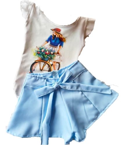 Conjunto Social Infantil Short + Cinto + Blusa Body Social