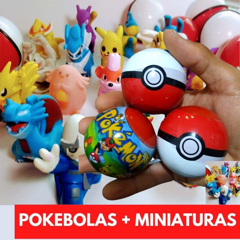 Kit Pokebolas + Pokemons Sortidos Colecionável 5cm Novidade Oferta