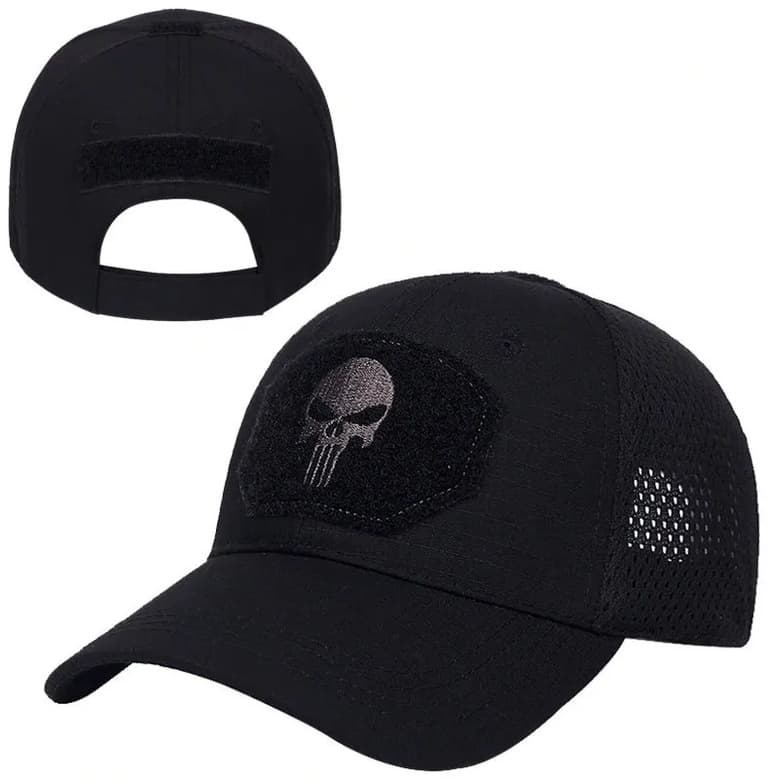 Boné Tático Camuflado Esporte Preto Justiceiro Chapé Masculino