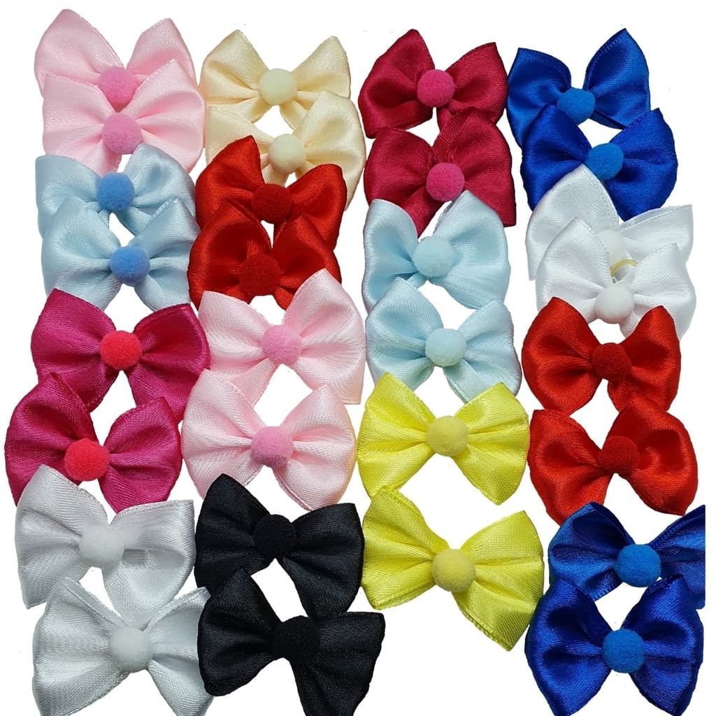 Laço Pet Pompom Lacinho Cachorro Gato Banho E Tosa