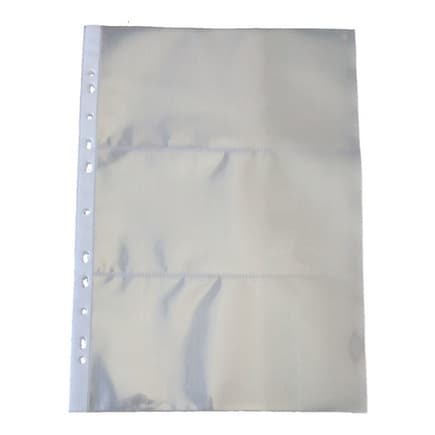 Kit 10 Folhas Médias para Cédulas de Polipropileno 3 Divisões 29x23 cm