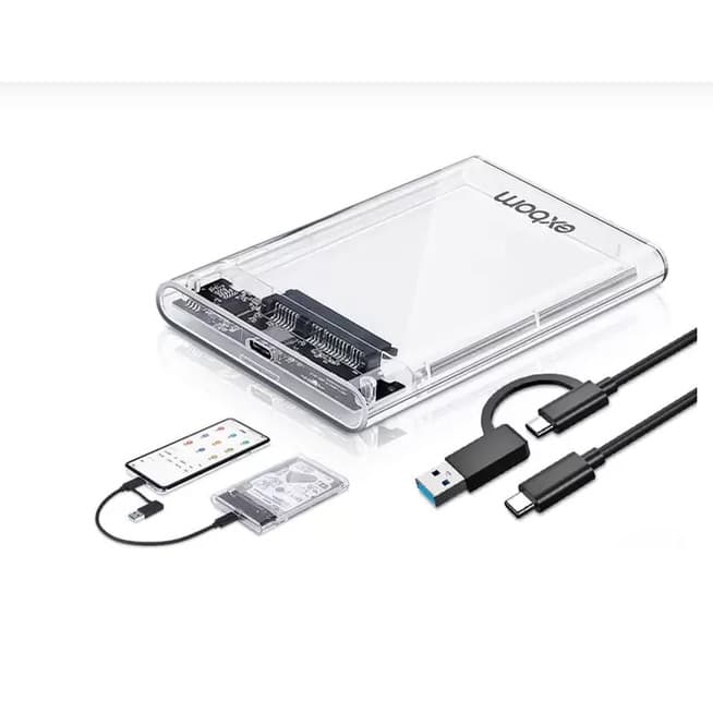 Case Externo Transparente Usb 3.0 SSD Hd 2.5" Para Celular Android Tipoc Pc Notebook