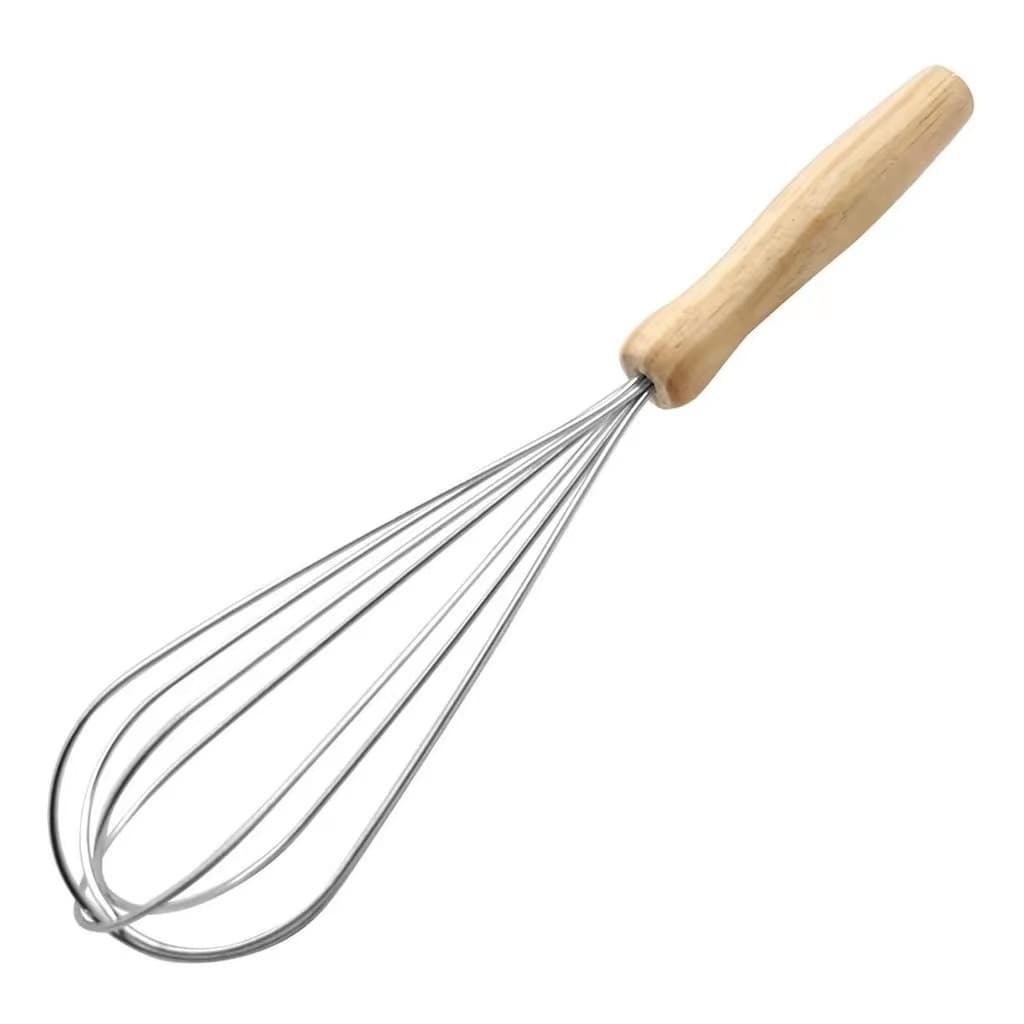 Batedor Misturador (Fue/Fouet) de Massas Ovos Clara em Neve de Alumínio Cabo Madeira