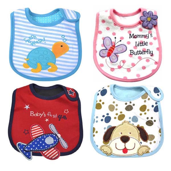 Baby Bibs De Algodão-Clássico À Prova D'água Em Forma De U , Bordado Bonito