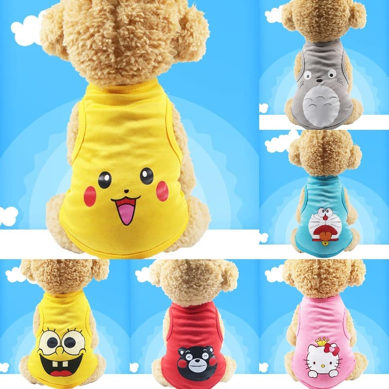 Filhote De Cachorro Do Cão Dos Desenhos Animados Roupas Da Moda De Estimação Colete Bonito Impressão Gato Camisa Verão Pet Fornecimentos