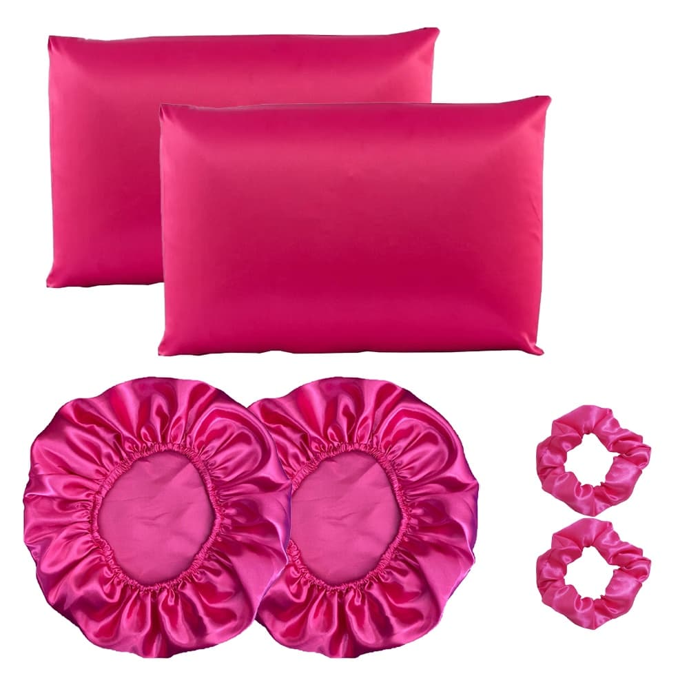 Kit cetim 2 toucas + 2 fronhas + xuxinhas