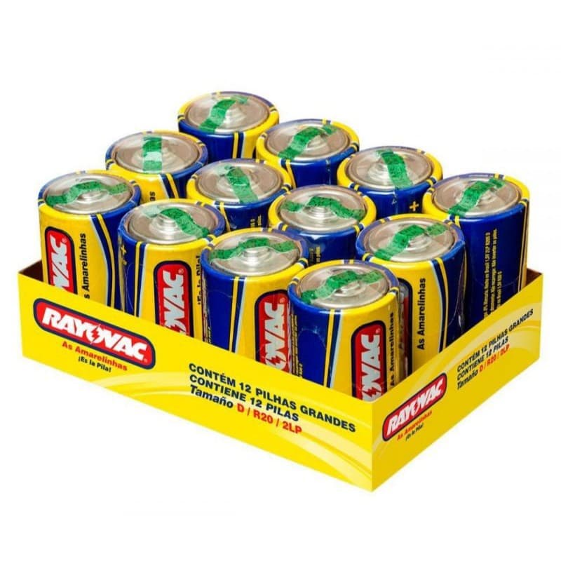 Pilha D Grande Rayovac Serve Também Para Aquecedor, Brinquedos Rádios Mega Fones, Caixa Com 12 unds.