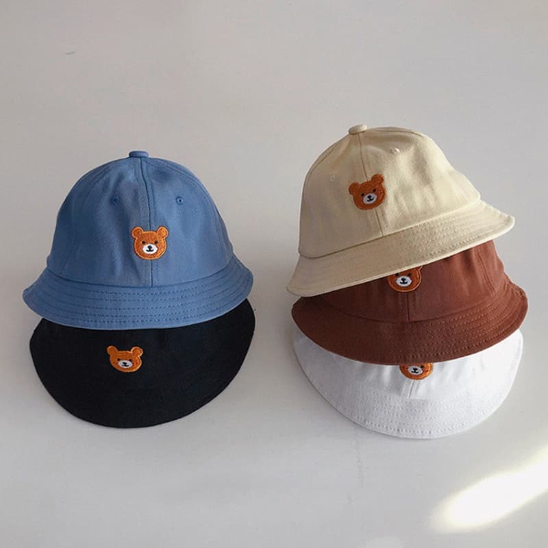 Chapéu De Bebê Bordado Urso Cartoon Primavera Verão Kids Fisherman Sol Para Crianças Ao Ar Livre