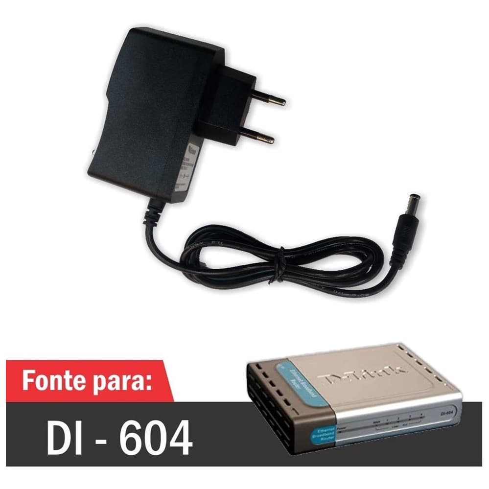 Fonte Para Roteador Modem D-link Di 604 ( Carregador / Cabo de Forca / Cabo de Energia ) - R1068