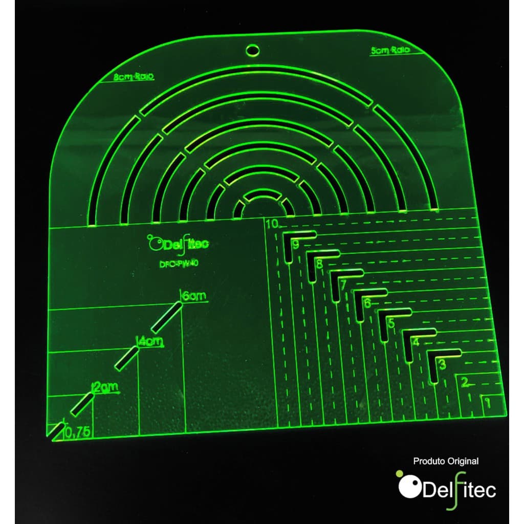 Regua Patchwork Gabarito Multiplas Curvas Caixa de Leite e Canto Mitrado Acrilico PW40