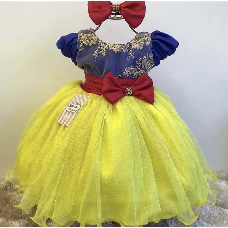 Vestido Festa Infantil Princesa Branca de neve e os Sete anoes 1  a 3 anos