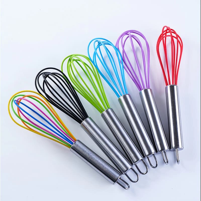 Kit 1, 2 ou 3 Peças - Batedor Silicone E Inox De Ovos Claras Utensílios De Cozinha Tamanho Diversos