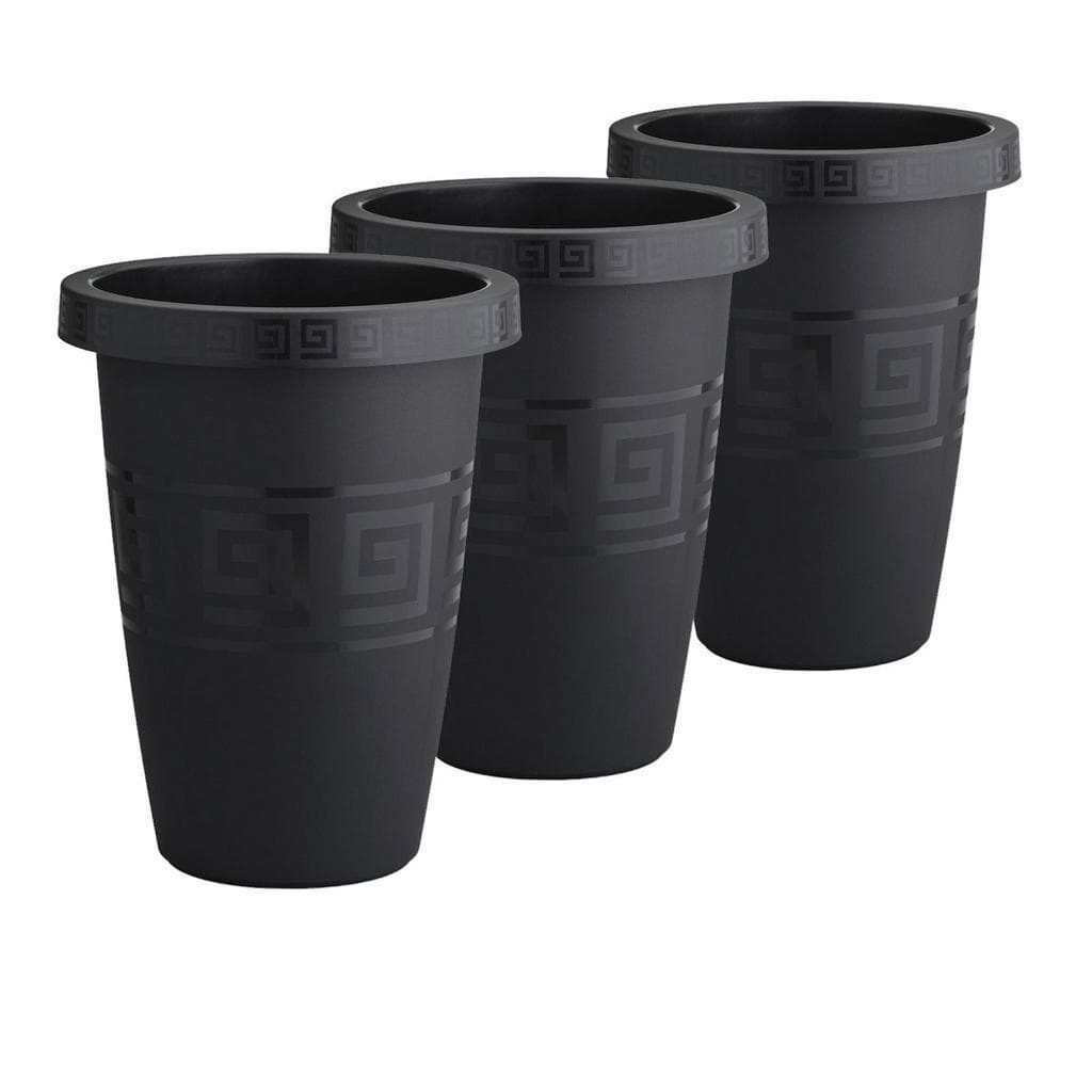 Kit 3 Vasos Redondo Preto 21 Litros Para Plantas Flores Jardim Jardinagem Vaso Grande De Plástico Resistente