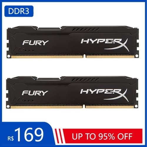 Kingston HyperX Fury DDR3 8GB RAM DIMM Memória para jogos DDR3 1333MHz 1600MHz 1866MHz Black RAM Memory para desktop PC3