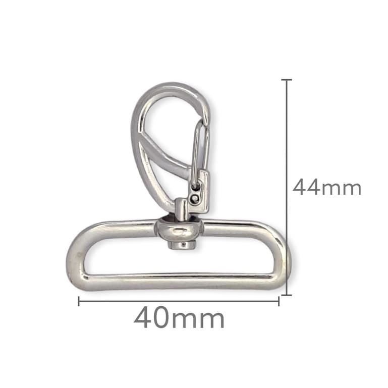 01 Mosquetão para Bolsa 40 mm 4 cm Prata Niquelado ou Dourado Cataforético Bolsas Mochilas