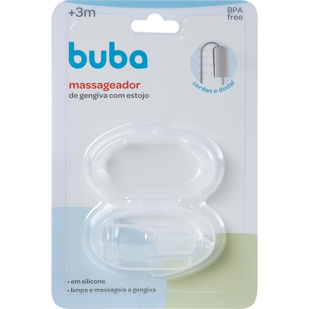 Massageador de Gengiva Buba Com Estojo De silicone coçar Dentes Higiene Bucal do bebê