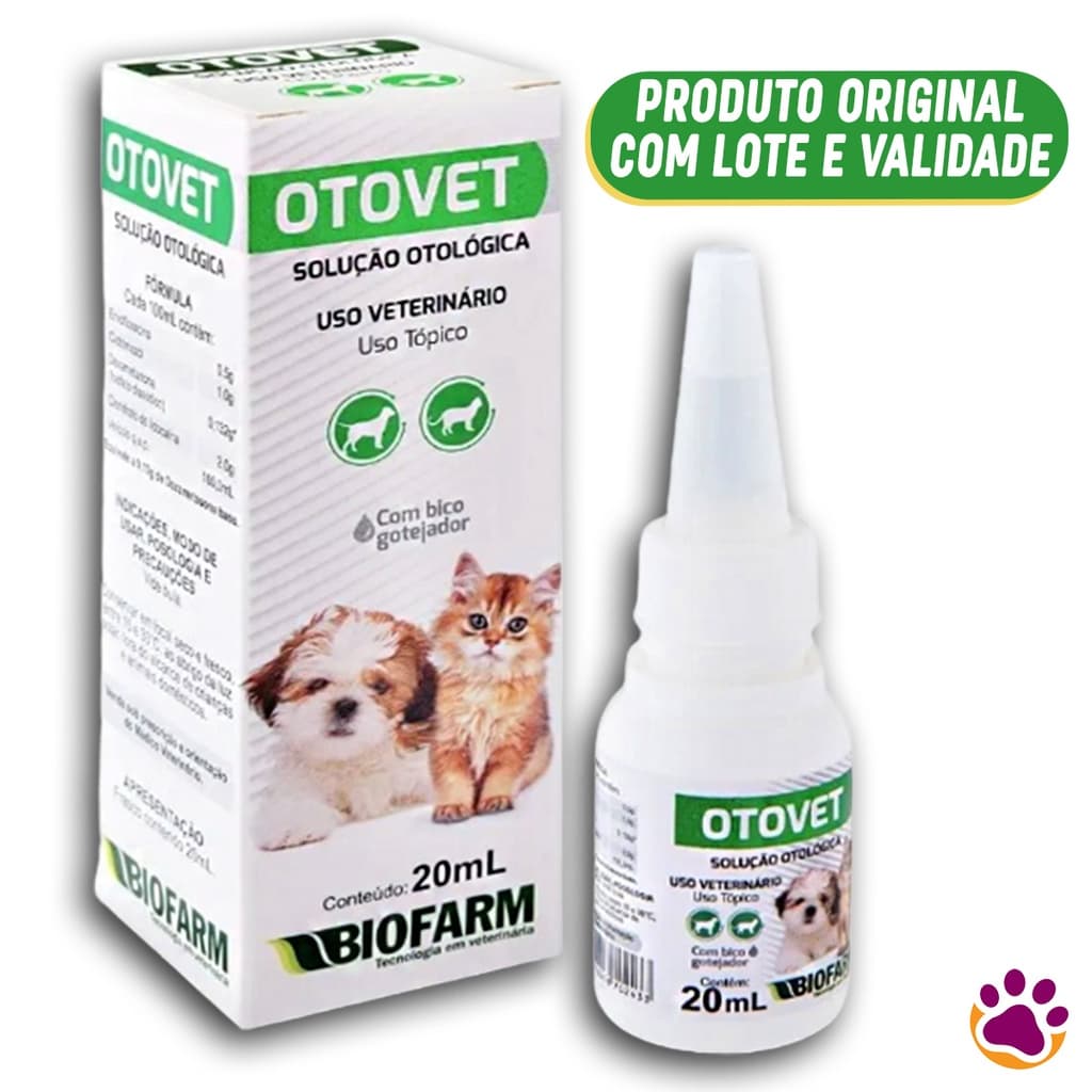 Otovet Solução de Tratamento Otológico para Cães e Gatos - 20mL - Biofarm