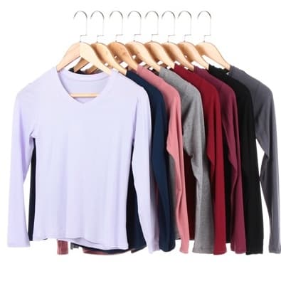 Blusa Feminina Manga Longa Gola V Segunda Pele Basica T-shirt