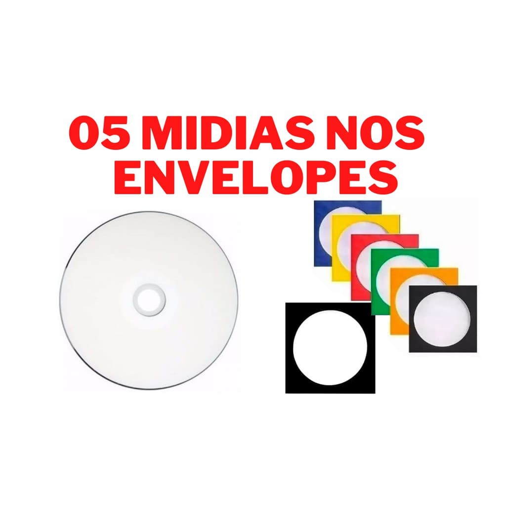 05 unidades de Mídia Virgem Printable DVD-R 4.7gb 120min 16x - Grava Jogo