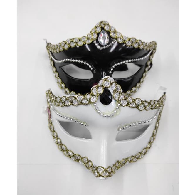 Kit 2 Máscaras Baile de Máscaras Preto Branco
