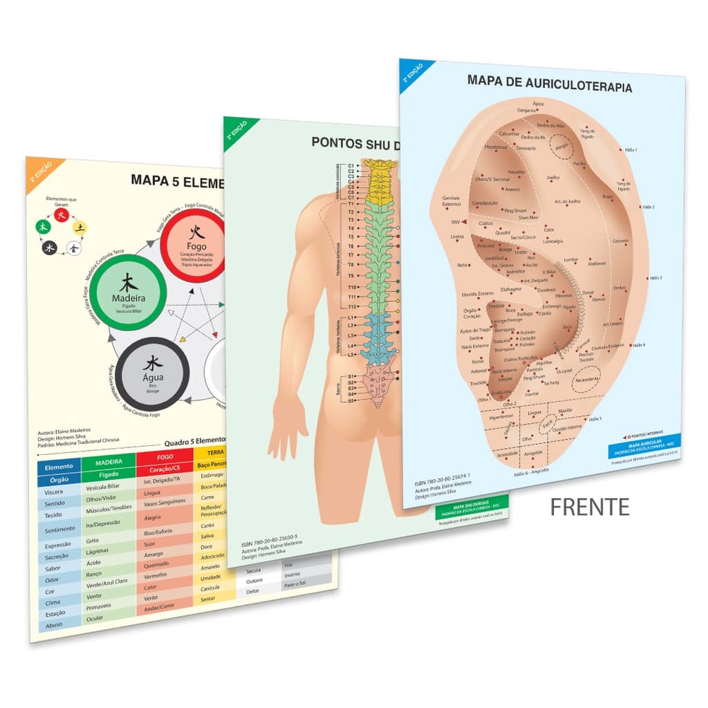 Mapa Auriculoterapia + Shu Dorsais + 5 Elementos A4