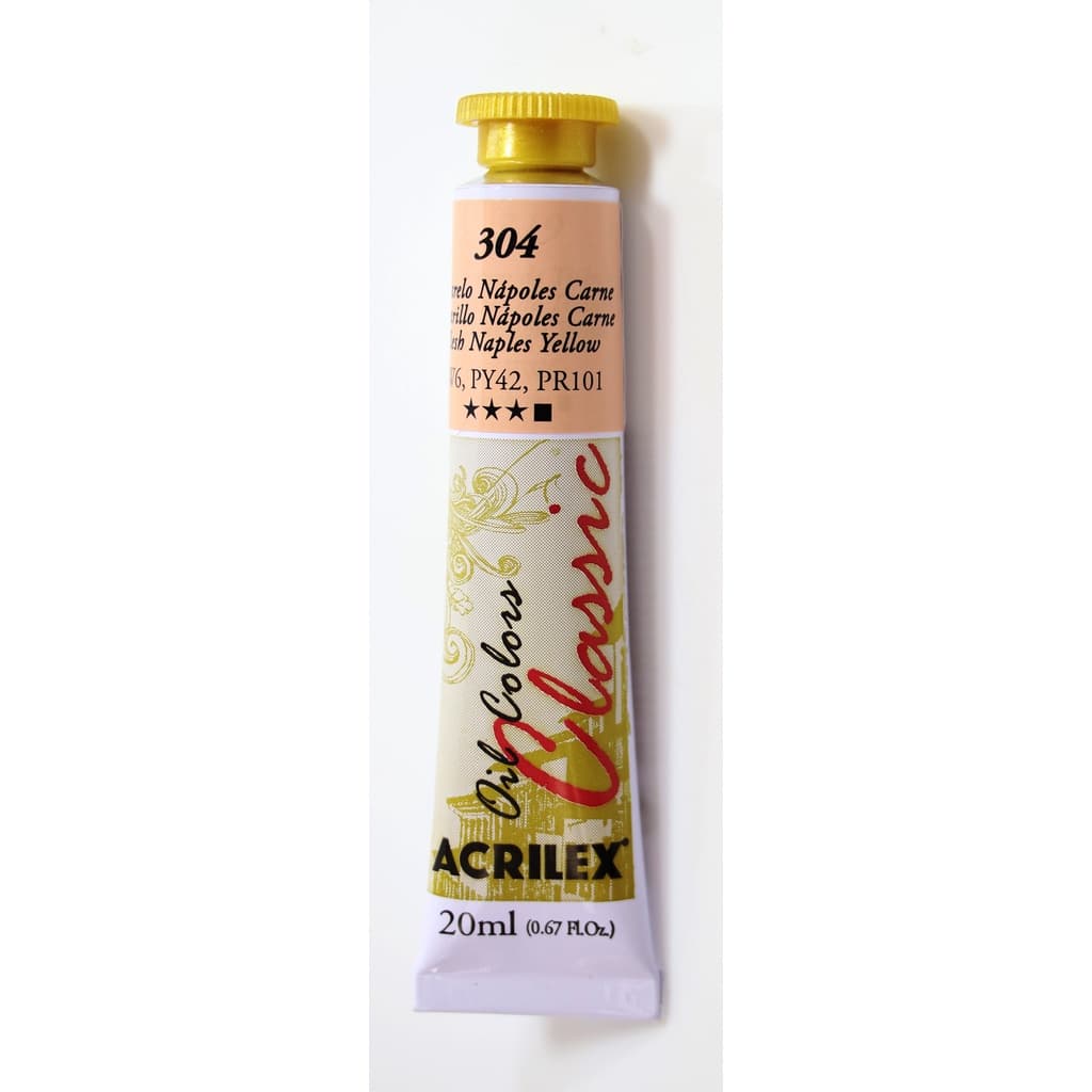 Tinta a Óleo Amarelo Nápoles Carne 20ml Acrilex PIntura Tela