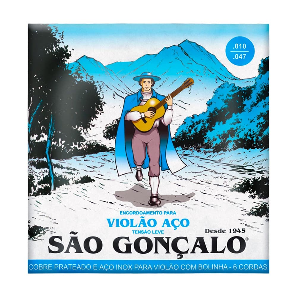 Encordoamento São Gonçalo 010 Leve com Bolinha para Violão Aço