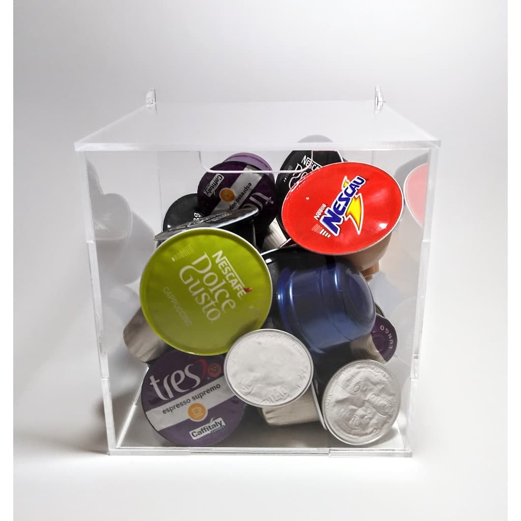 Caixa Cubo Acrílico  Premium porta Cápsulas Nespresso /Dolce/Três/Diversas 13x13x13cm Café