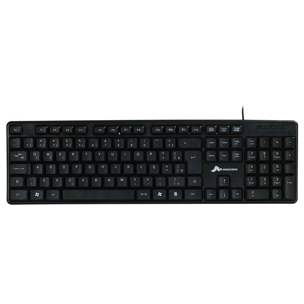 Teclado Com Fio Mn8236 107 Teclas Preto 1.5m Monocron Escritório trabalho jogar produto novo