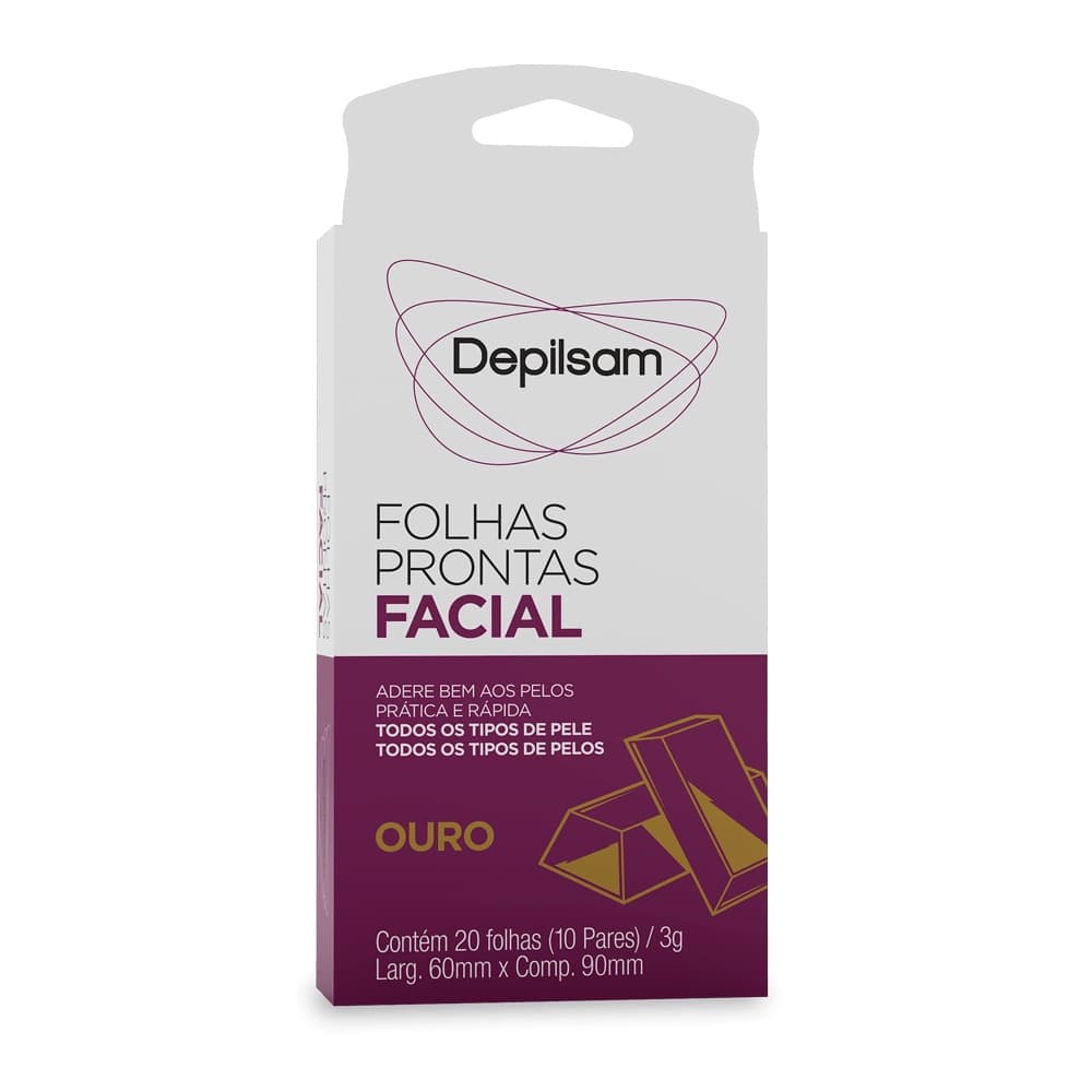 Folhas Prontas Facial Depilsam Ouro 10 Pares