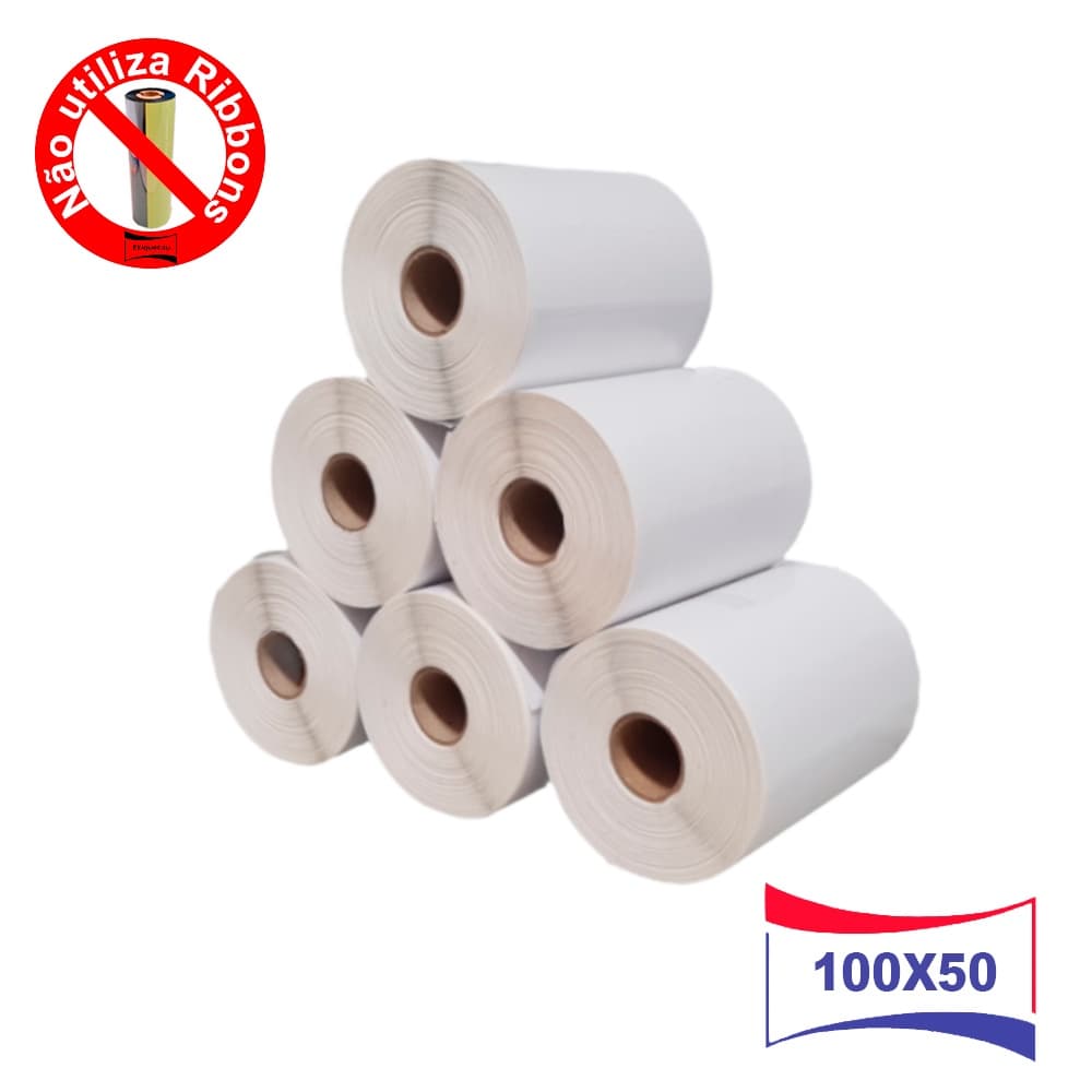 Kit 6 Rolos Etiqueta 100x50 mm 10x5 Termica Elgin, L42, Argox, Zebra
