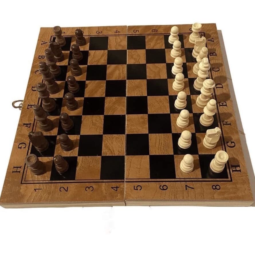 Jogo de Xadrez Dobrável Tabuleiro em Madeira