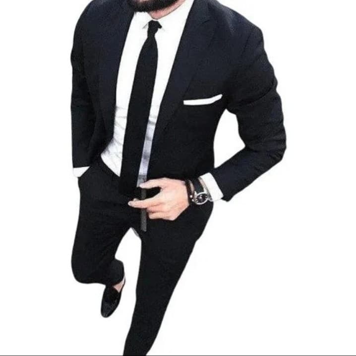 Terno Masculino Slim Preto -modelo 2023 - Corte Italiano 2 Botões terno para festas, eventos, casamentos e outras ocasiões