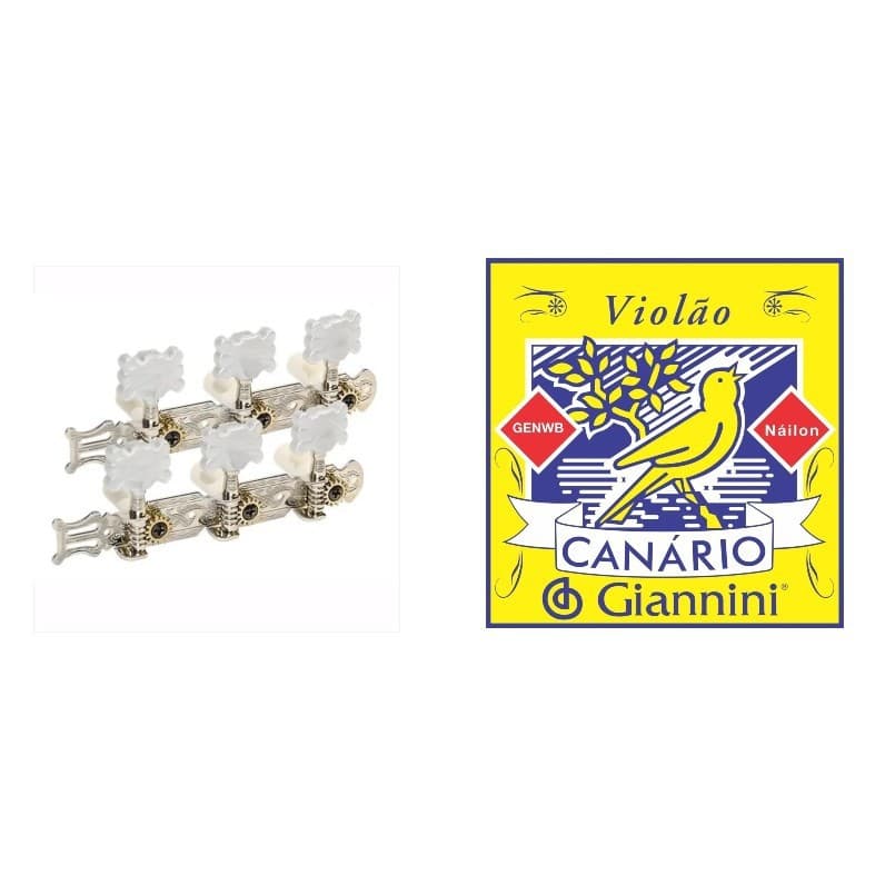 Tarraxa Tarracha Violao Pino Grosso + Encordoamento Nylon