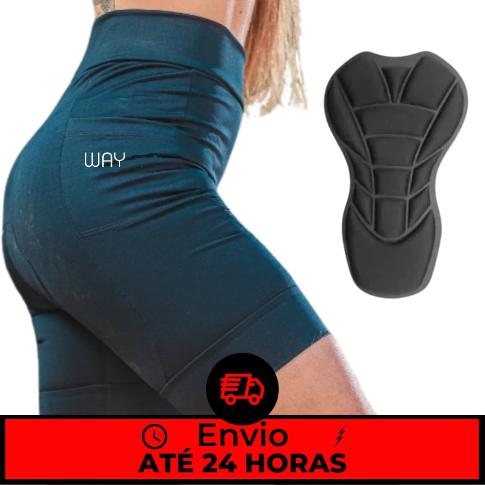 Bermuda Short de Ciclismo Feminina Almofadada Alta Densidade Mtb Preta Forro Espuma para Ciclistas